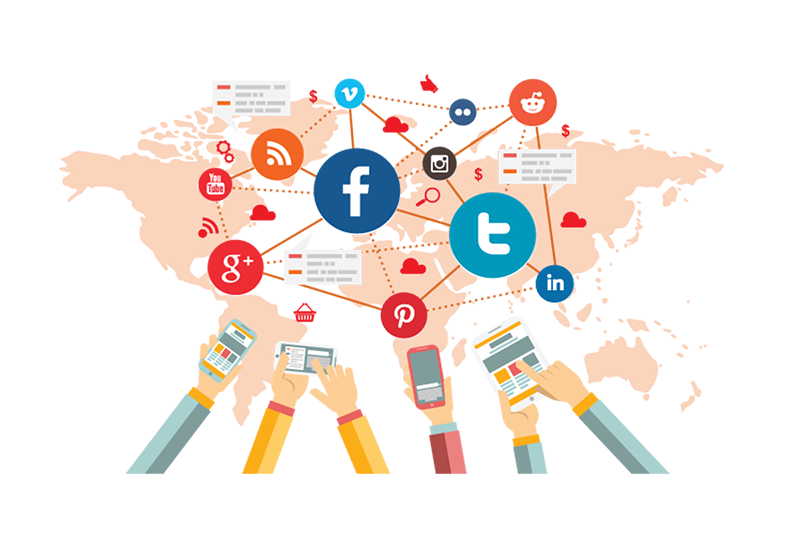 Graphic representation of various social media platforms